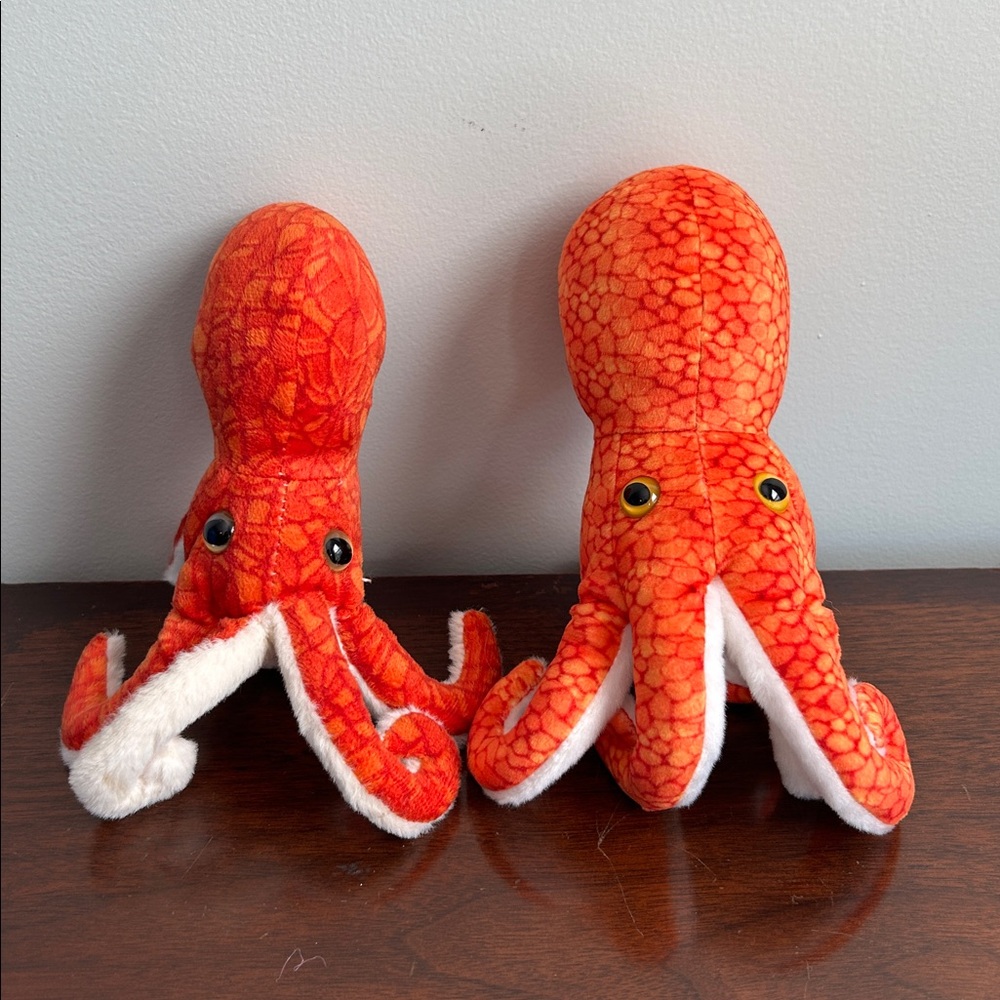 Lot of 2 Wild Republic Petting Zoo Octopus Wrist Hugger Wrap Bracelet Plush 7"